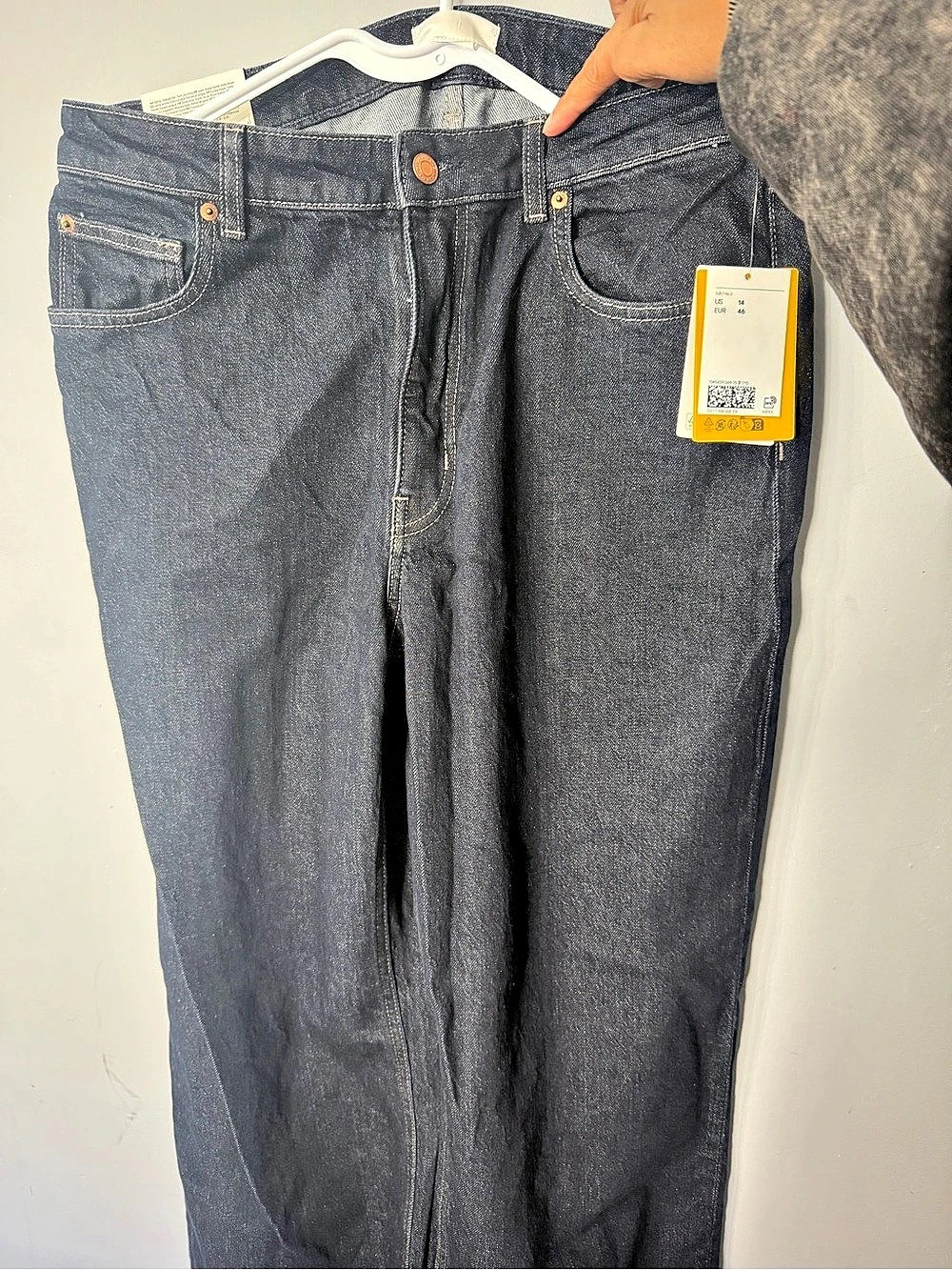 H&M Wide High Waist Full Length Jeans Wide Leg Jeans in Blue US 14 NWT